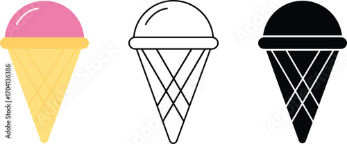 Ice cream, Ice cream cone design dessert icon