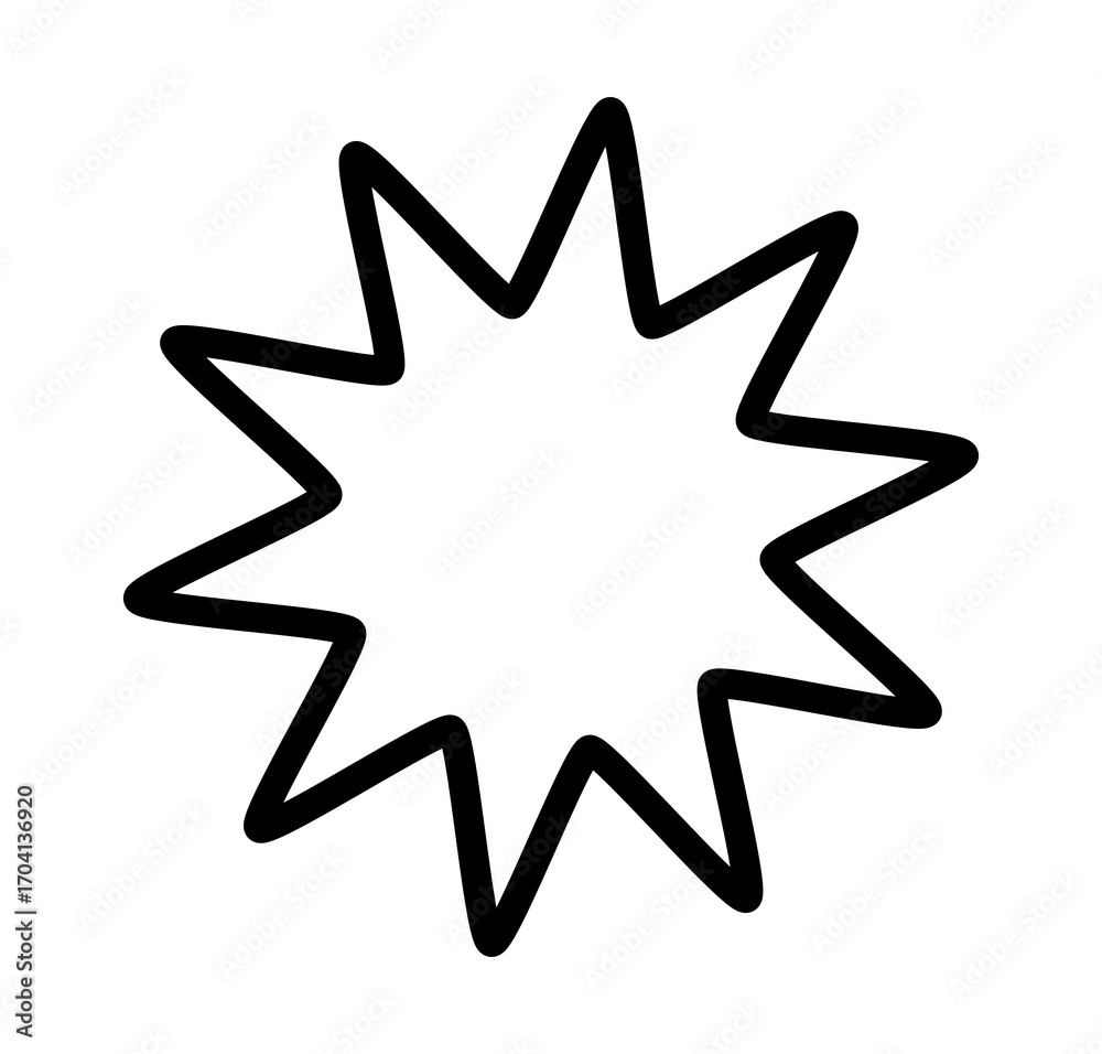 Black burst star outline shape Black burst star outline shape
