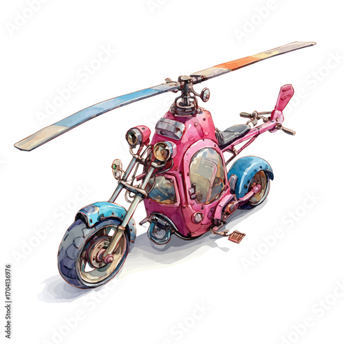 Chopper, watercolor drawing vector, isolated on a white background.