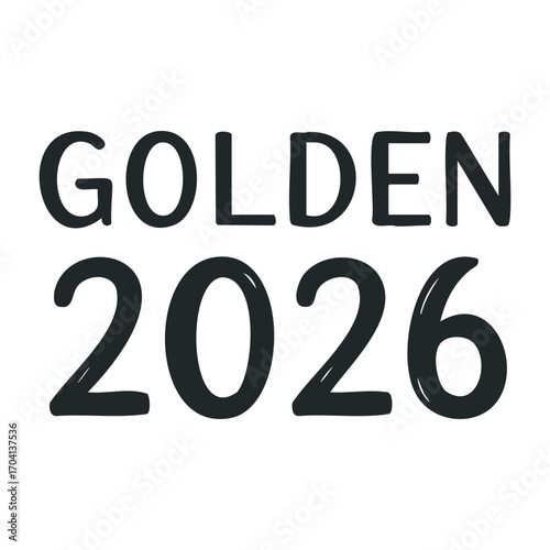 Golden 2026 event celebration global venue graphic design festive atmosphere creative perspective future vision. Vector illustration