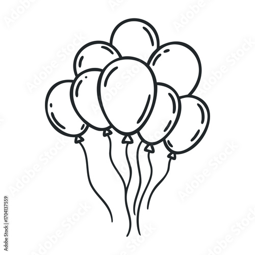 Colorful balloon decorations for celebrations party venue graphic design festive atmosphere overhead view joyful events. Vector illustration