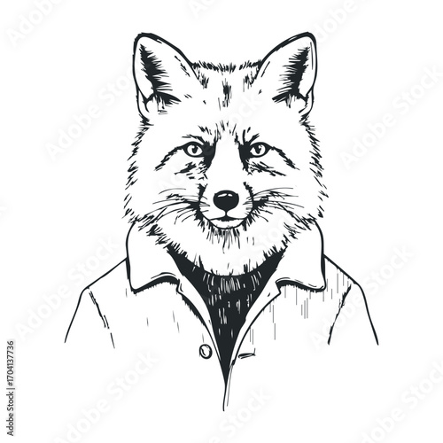 Stylish fox illustration digital art unique character design creative environment artistic perspective. Vector illustration