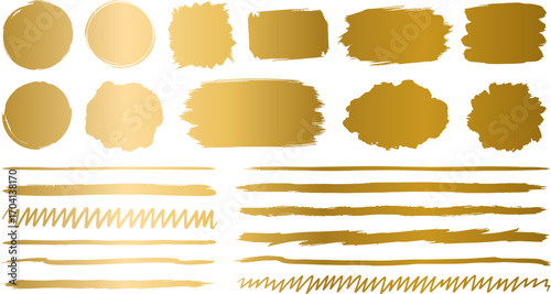 Collection of gold textured shapes and lines, perfect for design projects.
