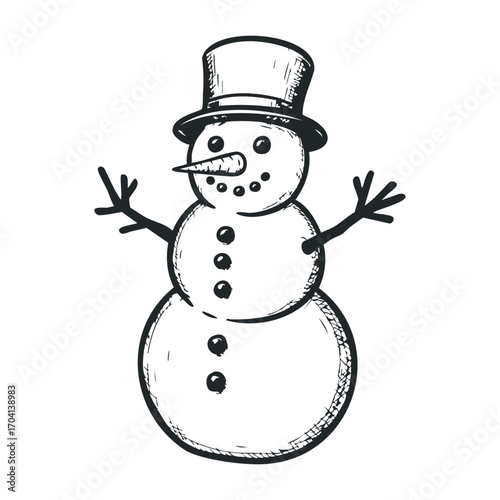 Winter fun snowman building activity backyard illustration outdoor close-up seasonal cheer. Vector illustration