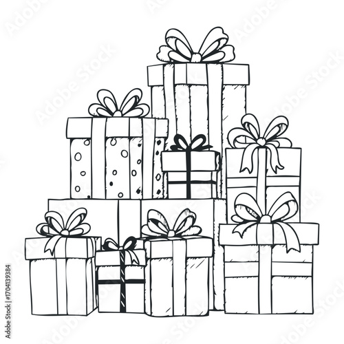 Gift giving event holiday celebration illustration of wrapped presents festive environment top view joyful concept. Vector illustration