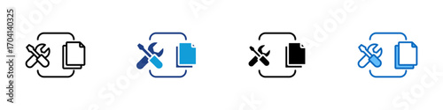 Tools File Multiple Style Icon Design Vector - Wrench, screwdriver, and file, symbolizing settings, maintenance, and project documents
