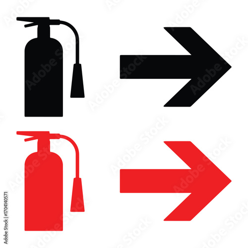 Red and Black fire extinguisher symbol