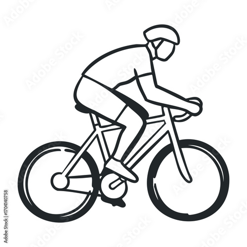 Cycling adventure urban park digital illustration outdoor setting side view fitness and recreation. Vector illustration