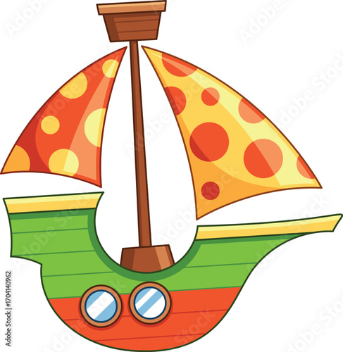 Cute retro wooden sail boat