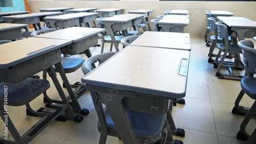Modern empty classroom in a Chinese school