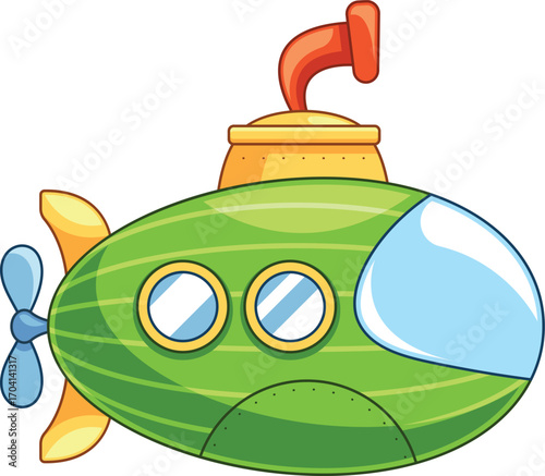 Cute submarine undersea vehicle vector illustration