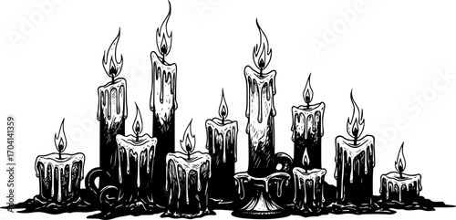 burning candles set