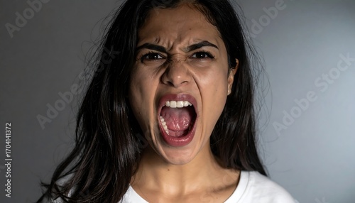 Close-up of a woman shouting