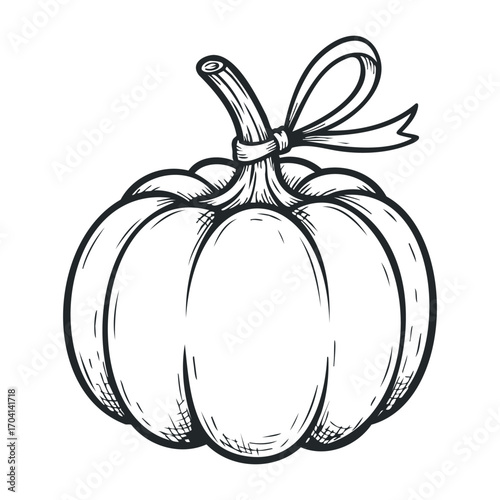Harvesting autumn's bounty a hand-drawn pumpkin illustration creative art environment close-up viewpoint. Vector illustration