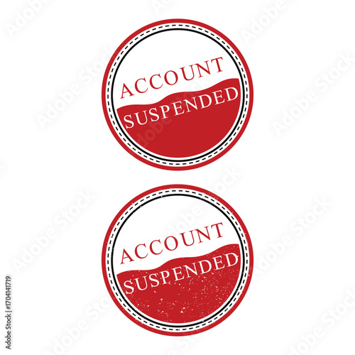 Account Suspended Stamp Vector – Red Rubber Seal Restriction Notice Icon