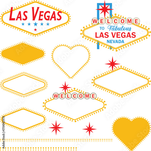Las Vegas Signs Vector Collection, Welcome to Fabulous Las Vegas Sign Illustration