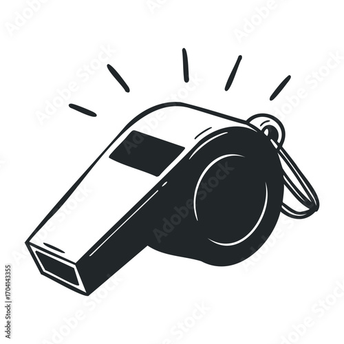 Whistle blowing action at sports event in stadium digital illustration of a whistle dynamic environment close-up view. Vector illustration