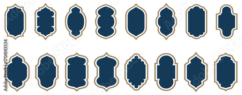 Ramadan Kareem set stylish frame, promotions and advertising baner, Islamic frame vector illustration in arabic style. graphic style with abstract shapes templates for social media