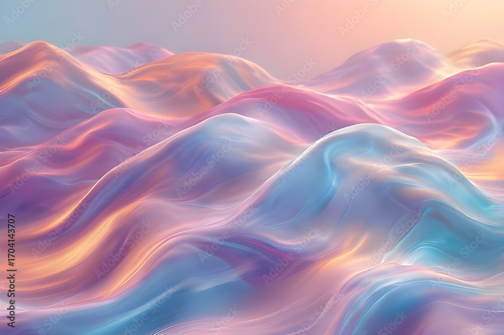 Fototapeta premium Pastel Holographic Wave Abstract Background