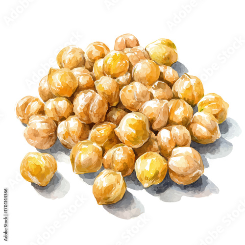 watercolor vector of Chickpeas, isolated on a white background.