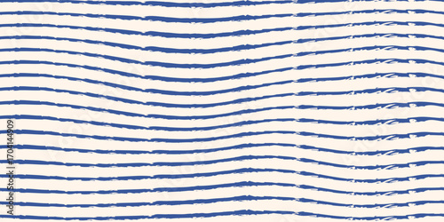 Seamless sailor vest stripes pattern. Hand brush crayon chalk drawn textured distressed uneven doodle grunge rough wavy stripes streaks bars strokes. Retro striped background
