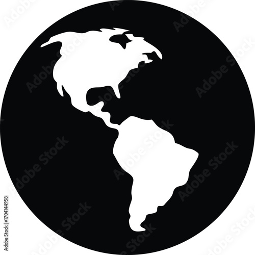Black and white silhouette of the earth showing the americas