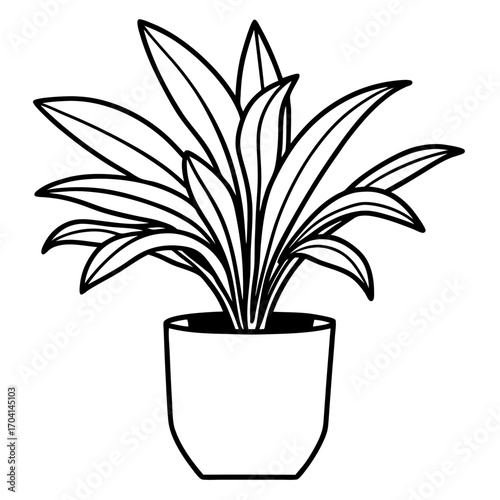 Modern Potted Plant Line Vector