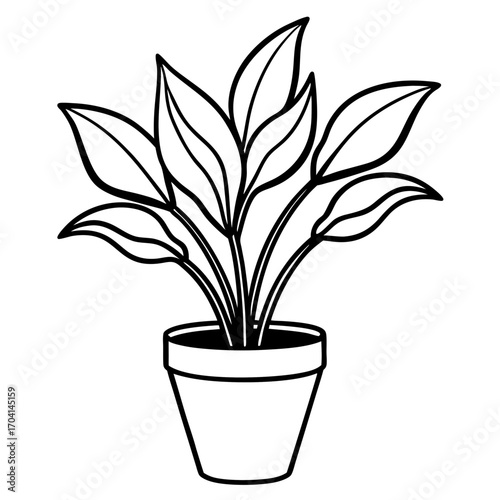 Modern Potted Plant Line Vector