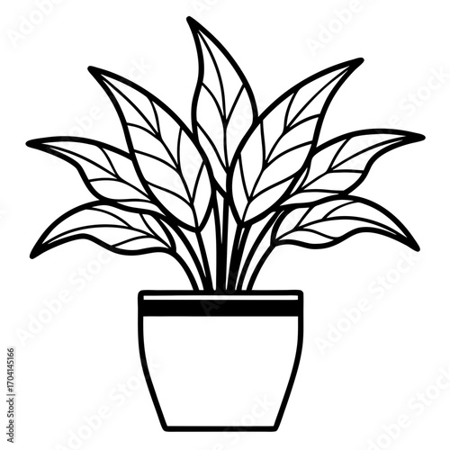 Modern Potted Plant Line Vector