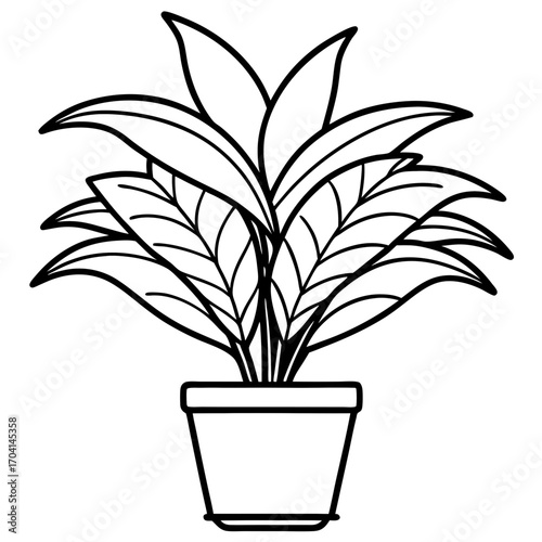 Modern Potted Plant Line Vector
