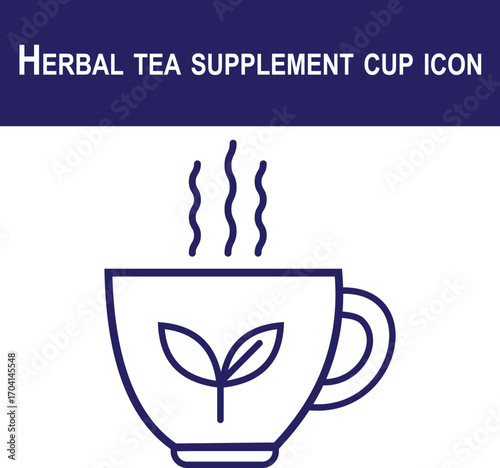Herbal tea supplement cup icon healthy herbal tea and wellness concept