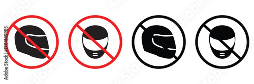 No Helmet Sign – Black and White Vector Icon for Safety Regulations and Construction Site Awareness