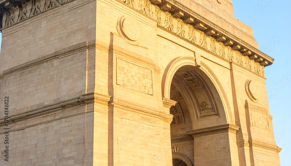 Obraz premium Close-up of the Gateway of India monument in Mumbai.