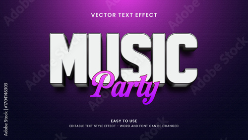 editable text effect music party 3d style premium vector