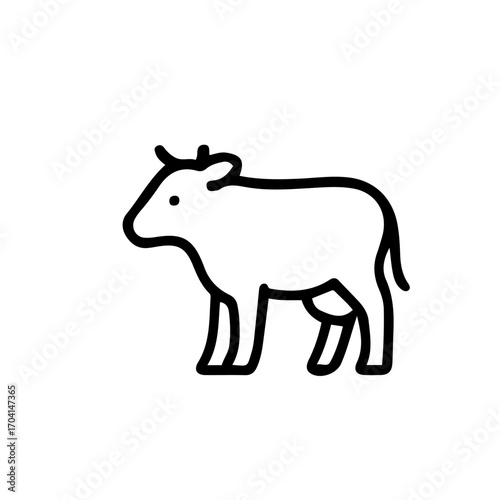 Cow Icon – Minimalist Farm Animal Line Art. Minimalist cow icon in clean line art style. Perfect for farm, dairy, agriculture, and animal-related designs. 