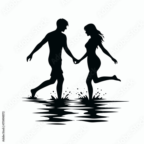 Couple playing in the water