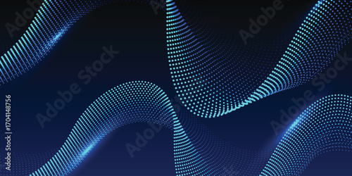 abstract dynamic, wave - flow mesh particles. Illustration futuristic, network technology background. Design for banner, wallpaper. Futuristic, digital datum network and science concept