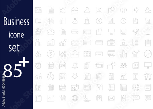 Business Icon Pack  90 Minimal Line Icons for Office, Finance, Teamwork, and Technology