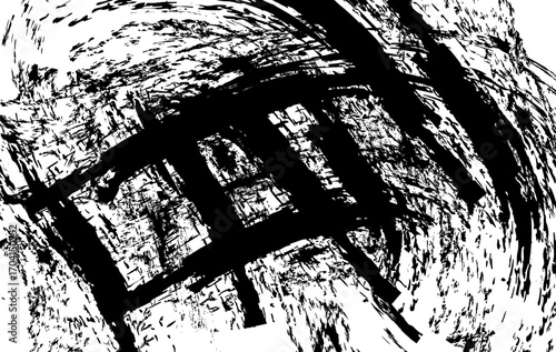 Abstract grunge artwork features bold, chaotic brush strokes and distressed scratch textures, Ideal for use in digital artwork, posters, album covers, web design, wallpapers.
