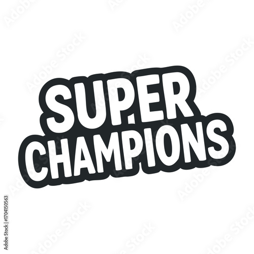 Super champions event sports arena graphic design energetic atmosphere eye-level view competitive spirit. Vector illustration
