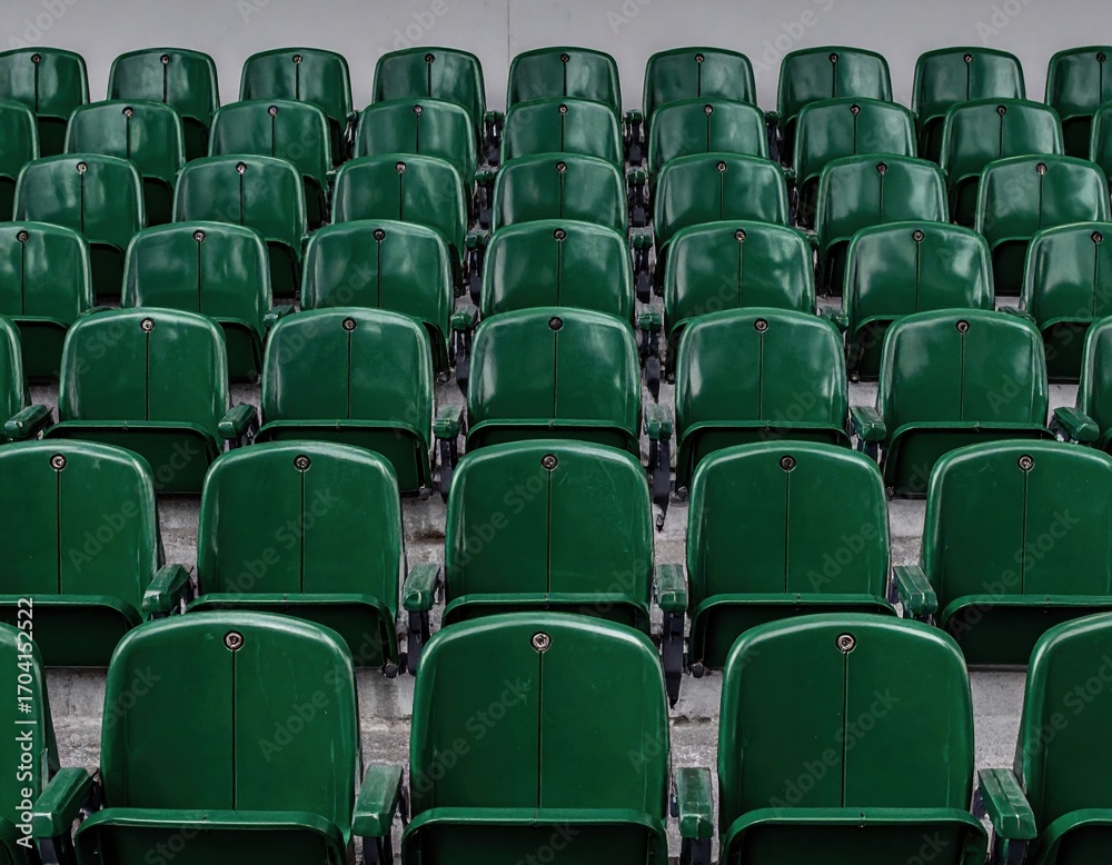Obraz premium Rows of empty green seats in stadium or arena