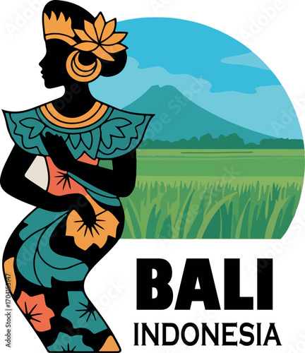Vector illustration of a vibrant Bali Indonesia .