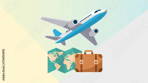 Airplane travel vacation planning trip luggage map tourism destination flight journey adventure 100 char