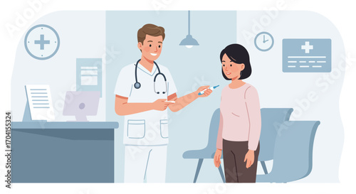 Friendly doctor consults patient in modern medical office