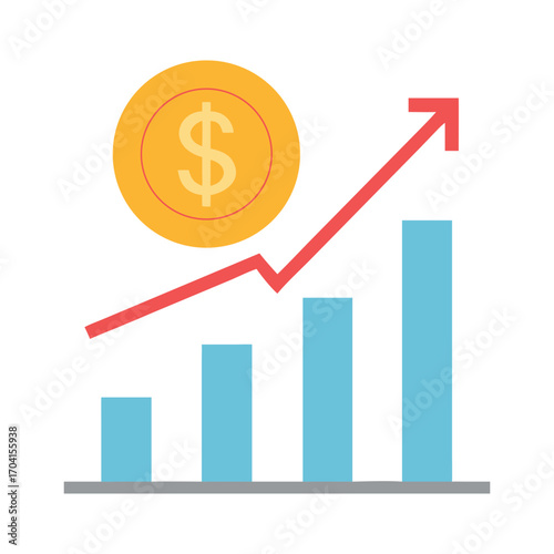 business graph with dollar sign