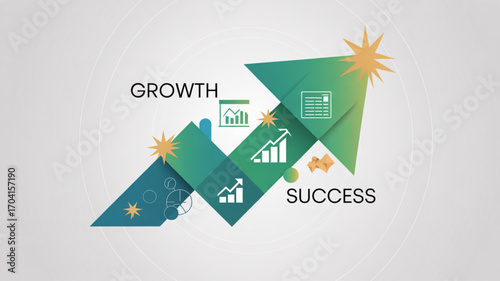 Business growth and success concept with arrow chart financial graph and marketing strategy for development