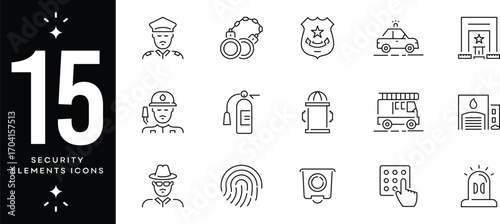 Security elements icons collection