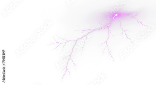 purple lightning bolt strike png, thunderstorm or light effect isolated on transparent cut out background