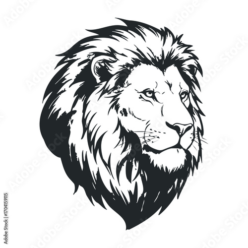 Majestic lion portrait wildlife sanctuary digital art natural habitat power and grace. Vector illustration