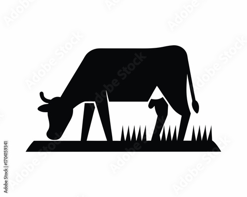 cow grazing silhouette vector isolated on white background